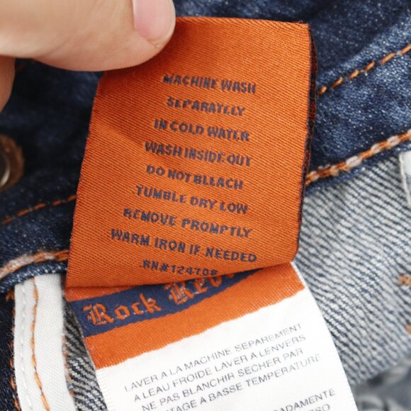 Rock Revival Jeans Womens 28 Gwen Boot Blue Flap Thick Stitch Low Rise Denim - Picture 12 of 14